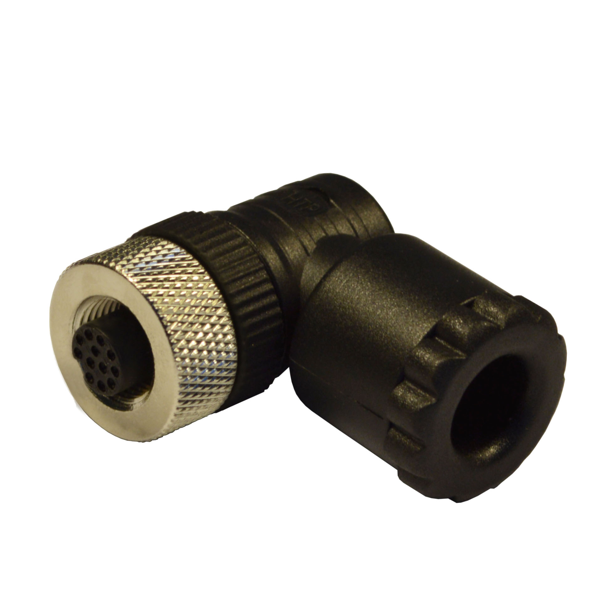 M12 field attachable,female,90°,12p.,PG9/11unif. or double exit cable